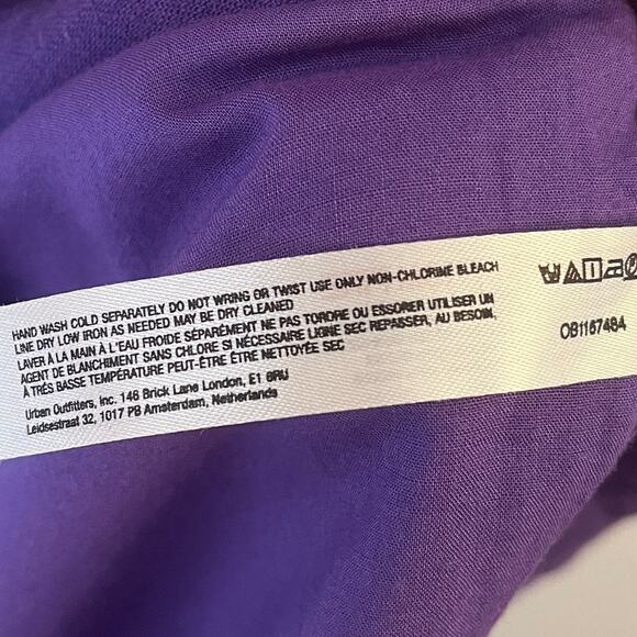 NWT Free People Vintage Summer Midi Dress Sz L Fits M Linen Blend Button Purple - Picture 10 of 16